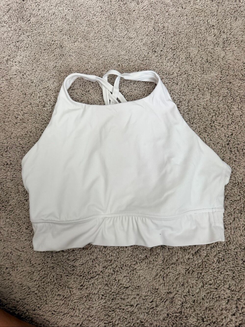 White Criss Cross Back Athletic Sports Bra Gym Yoga Workout Top XS